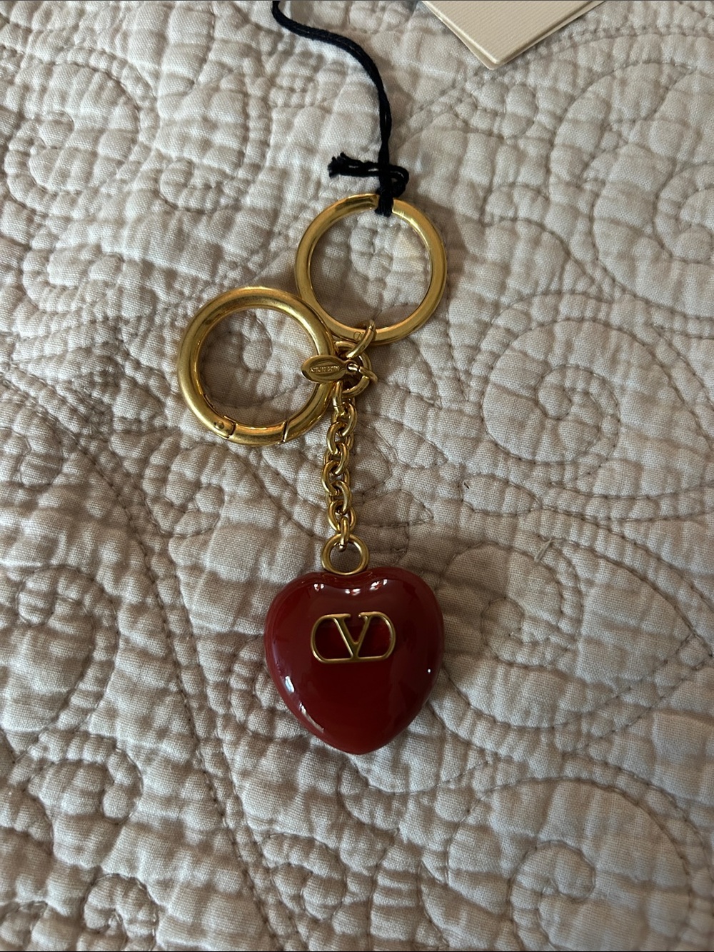 Valentino Red Heart Key, Bag Charm 
Or Card Holder with Gold Hardware, brand new